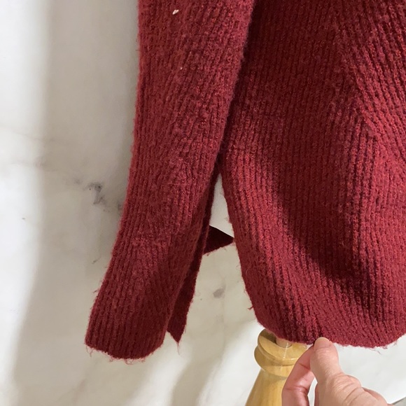 Sweet Romeo Wine Red Ribbed Turtleneck Tunic Sweater - Picture 5 of 9